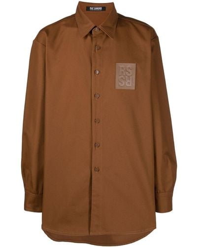 Raf Simons Overhemd Met Logopatch - Bruin
