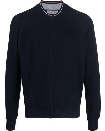 Corneliani Crew-neck Zip-up Sweater - Blue