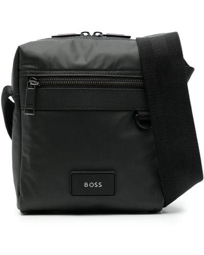 BOSS Logo-patch Messenger Bag - Black
