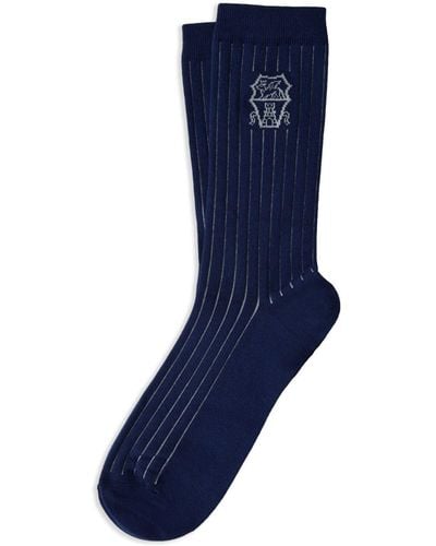 Brunello Cucinelli Intarsia Sokken Met Logo - Blauw