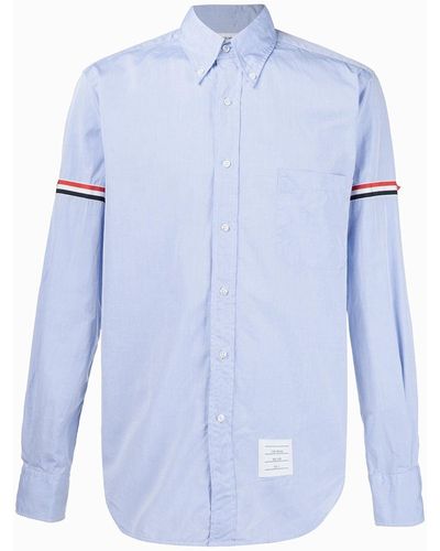 Thom Browne Striped-detail Long-sleeved Shirt - Blue