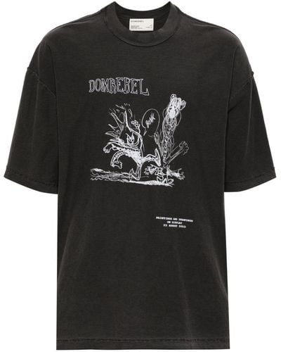 DOMREBEL Comic Kick Graphic-print Cotton T-shirt - Black
