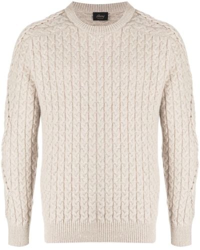 Brioni Crew-neck Cable-knit Jumper - Natural