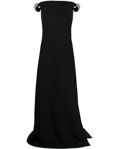 Valentino Garavani Off-shoulder Slit-detail Dress - Black