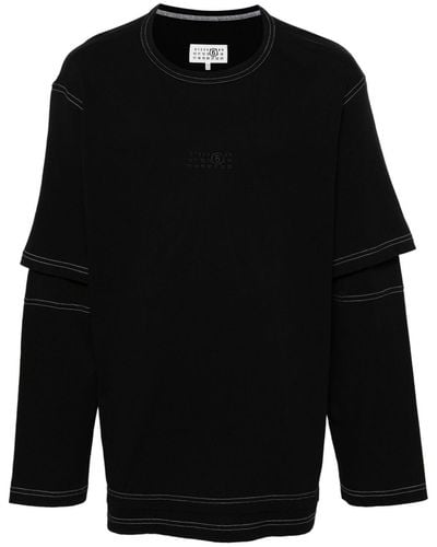 MM6 by Maison Martin Margiela T-shirt à manches longues étagé noir