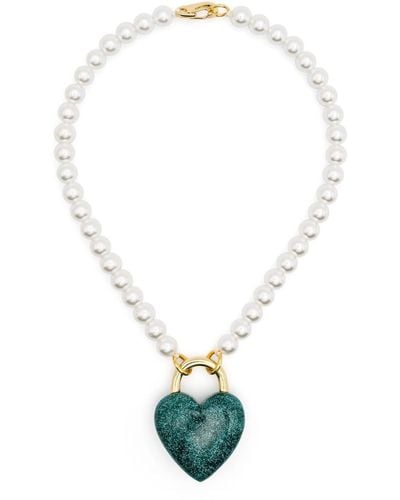 Bimba Y Lola Heart-pendant Pearl Necklace - White