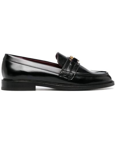 Claudie Pierlot Logo-buckle Patent Leather Loafers - Black