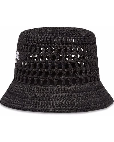 Prada Embroidered Logo Bucket Hat - Black