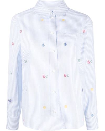 KENZO Pixel-print Striped Shirt - White
