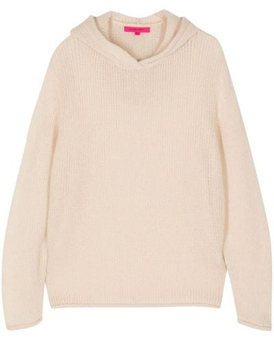 The Elder Statesman Hooded Ribbed-knit Sweater - Natural