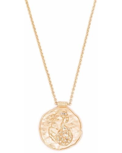 Maje Zodiac Medal Pendant Necklace - Metallic