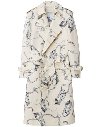 Burberry Knight Hardware Tricotine Trench Coat - Gray
