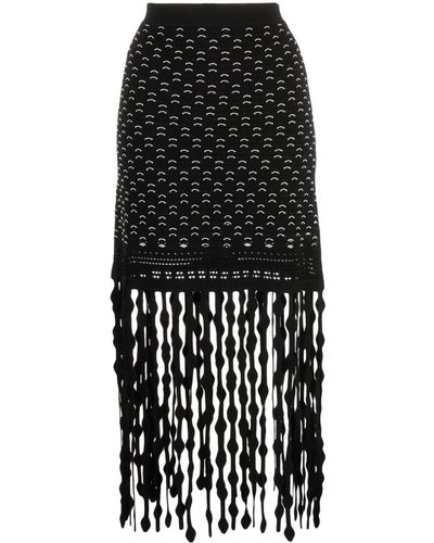 Jonathan Simkhai Filippa Lattice Fringed Skirt - Black