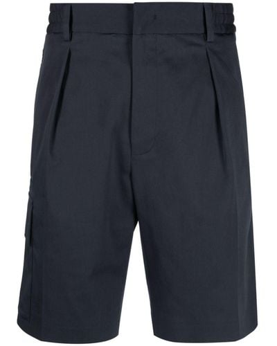 Fendi Logo-trim Stretch-cotton Shorts - Blue
