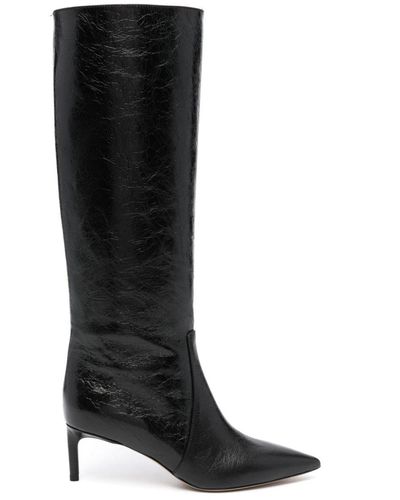 Bettina Vermillon Knee-lenght Calf Leather Boots - Black