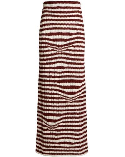 Etro Striped Wool Maxi Skirt - Red