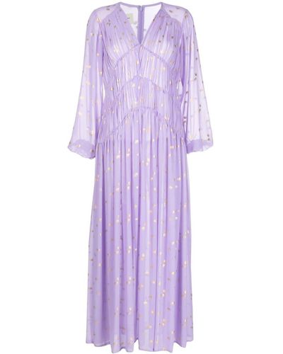Bambah Polka-dot Print Long Dress - Purple