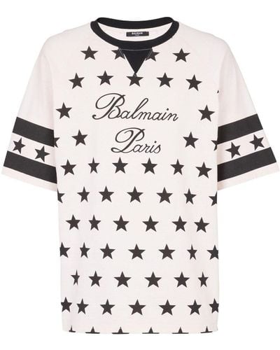 Balmain Signature Stars Tシャツ - ホワイト