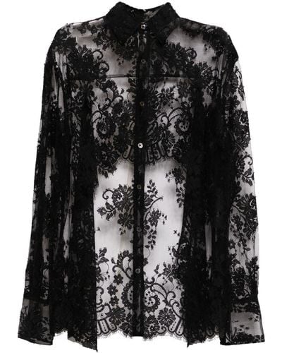 Monse Open-back lace blouse - Noir