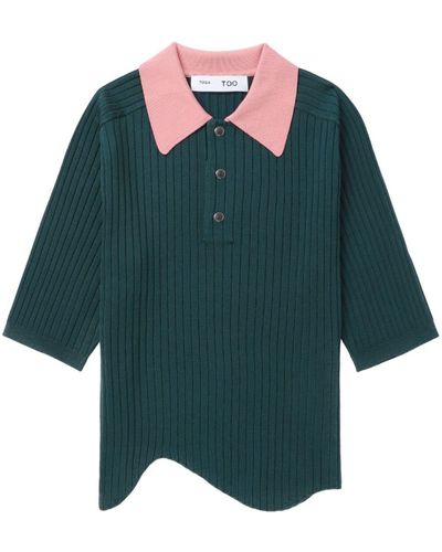 Toga Asymmetric-hem Knitted Polo Shirt - Green