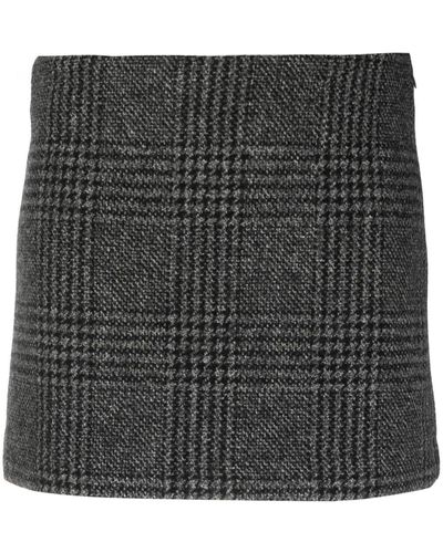 P.A.R.O.S.H. Plaid Check-pattern Virgin-wool Skirt - Black