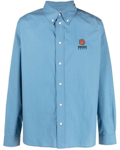 KENZO Camisa con bordado Boke Flower - Azul
