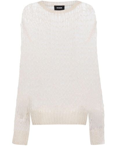 we11done Open-knit Drop-shoulder Sweater - White