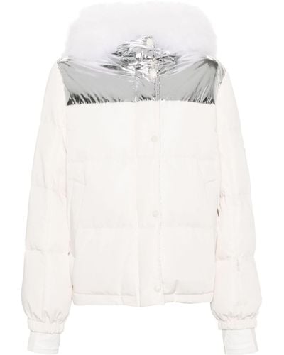 Yves Salomon Colourblock Puffer Jacket - White