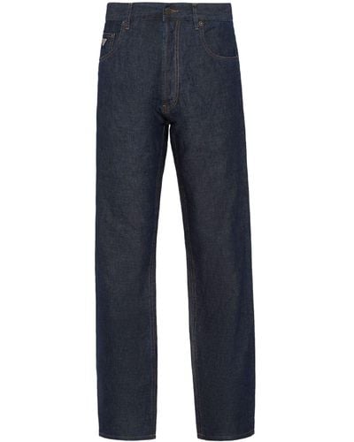 Prada Gerade Chambray-Jeans mit hohem Bund - Blau