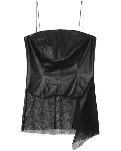 Helmut Lang Sheer Leather Top - Black