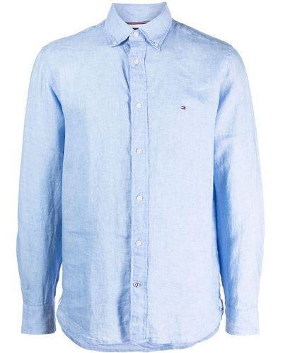 Tommy Hilfiger Overhemd Met Geborduurd Logo - Blauw