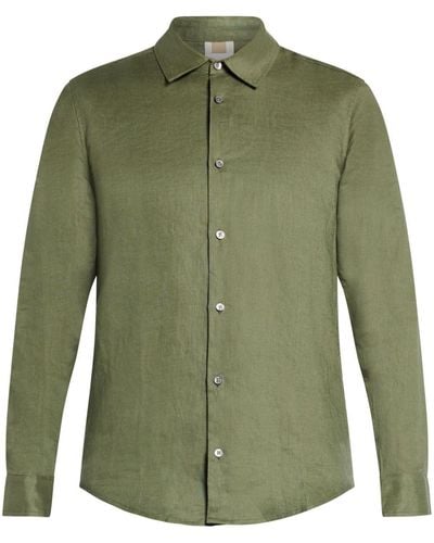 CHE Langärmeliges Hemd aus Leinen - Grün