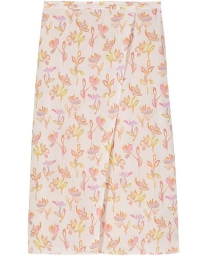 PS by Paul Smith Floral-print wrap midi skirt - Rose