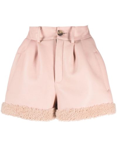 The Mannei Sovata High-waisted Leather Shorts - Pink