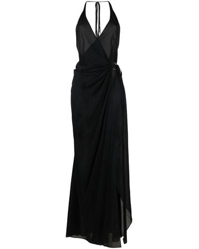 Louisa Ballou Semi-sheer Sleeveless Maxi Dress - Black