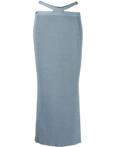 Jonathan Simkhai Side Ribbed-detail Midi Skirt - Blue