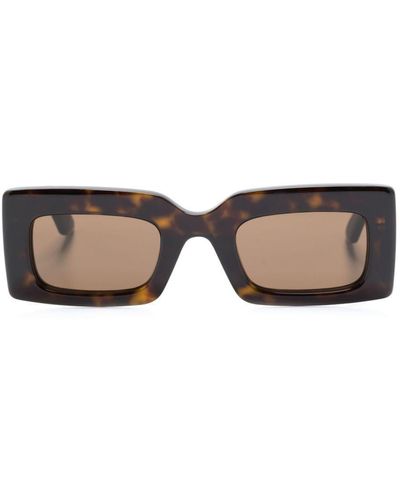 Alexander McQueen Logo-engraved Rectangle-frame Sunglasses - Brown