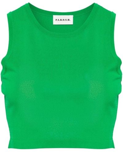 P.A.R.O.S.H. Cropped Knitted Top - Green