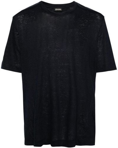 Zegna Crew-neck Linen T-shirt - Black