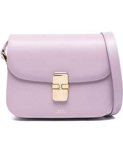 A.P.C. Small Grace Leather Shoulder Bag - Purple