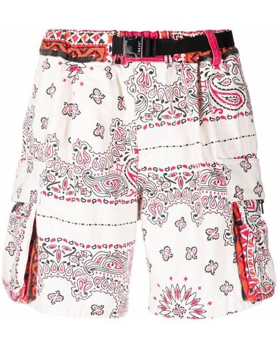Sacai Cargo-Shorts mit Bandana-Print - Weiß