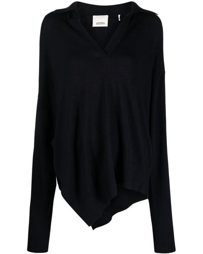 Isabel Marant Asymmetric-hem V-neck Sweater - Black