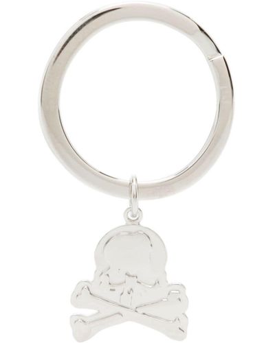 MASTERMIND WORLD Skull-charm Silver Keyring - White