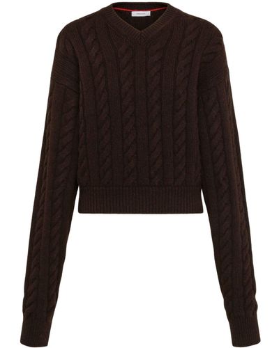 Ferragamo Cable-knit Virgin Wool-blend Jumper - Black