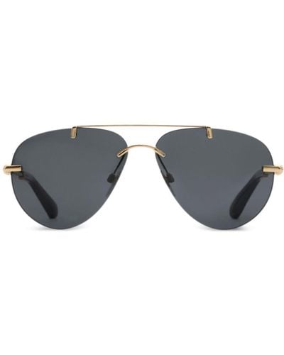 Burberry Tortoiseshell-effect Navigator-frame Sunglasses - Grey