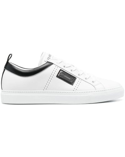 Les Hommes Logo-patch Leather Trainers - White