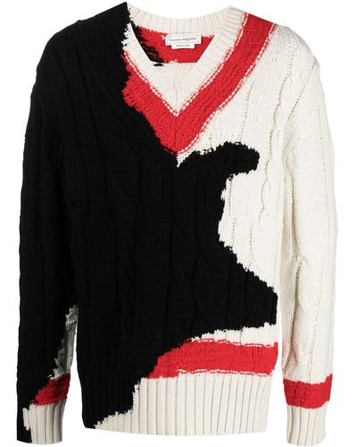 Alexander McQueen Patterned Intarsia-knit Sweater - Black