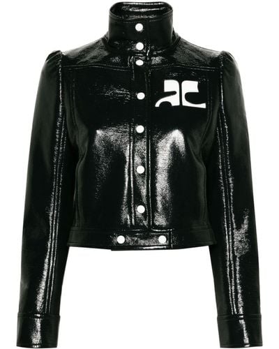 Courreges Reedition Cropped Faux-leather Jacket - Black