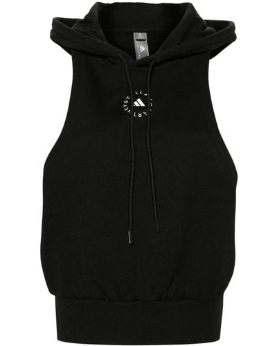 adidas By Stella McCartney Logo-print Sleeveless Hoodie - Black