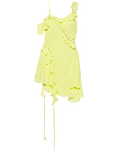 Acne Studios Ruffle Strap Dress Yellow In Polyester